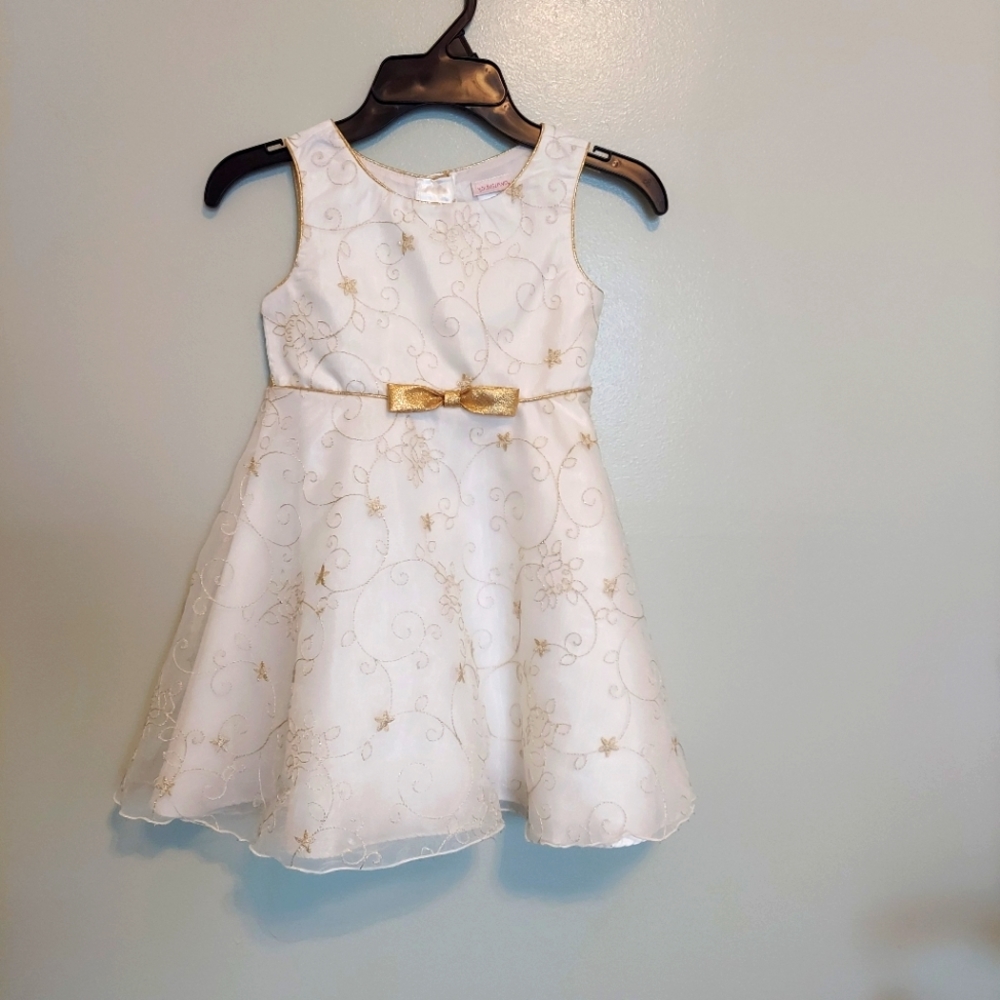 Youngland girls Party dress Cream Gold Size 4T
